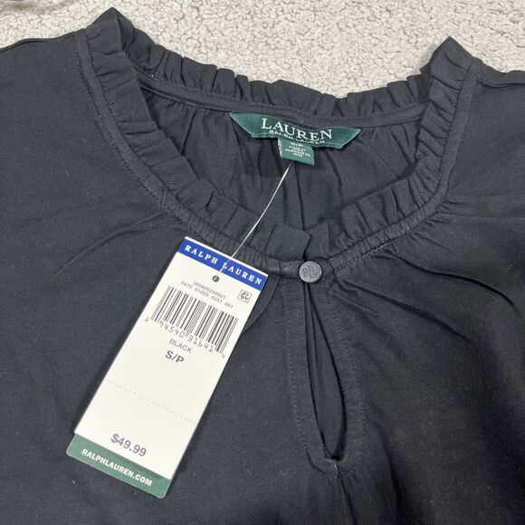 Lauren Ralph Lauren Blouse Womens Small Eyelet Keyhole Ruffle Minimalist Career - Picture 5 of 14